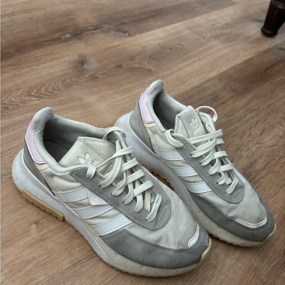 Adidas Cream and Gray Casual Sneakers